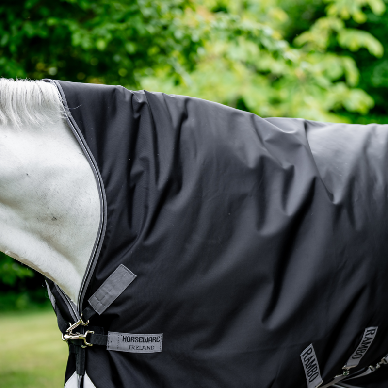 Horseware Rambo 1000D Wug Turnout 400g Heavy in Black/Thunderstorm Grey/Silver-2